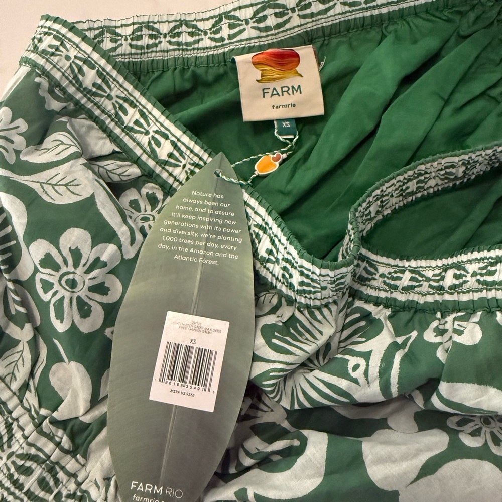 Farm Rio NWT One-Shoulder Green Floral Maxi Dress Size XSmall - Picture 5 of 5